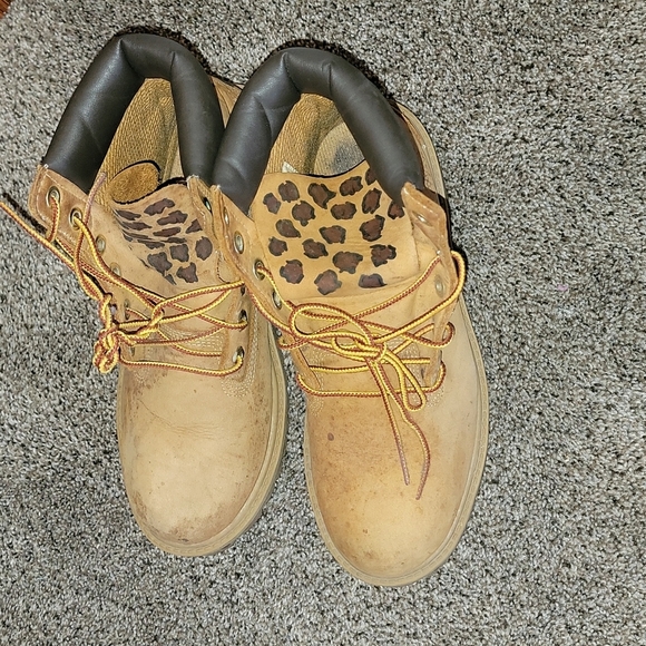 Timberland customized leopard boots 6.5men 8 women - Picture 2 of 5